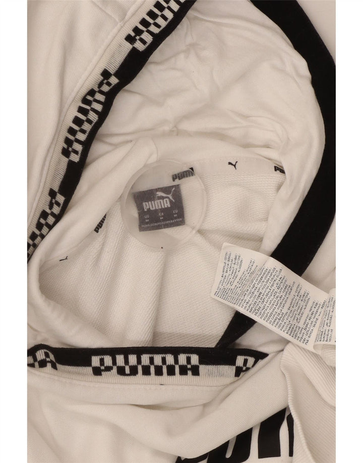 PUMA feminino gráfico moletom com capuz UK 14 médio algodão branco