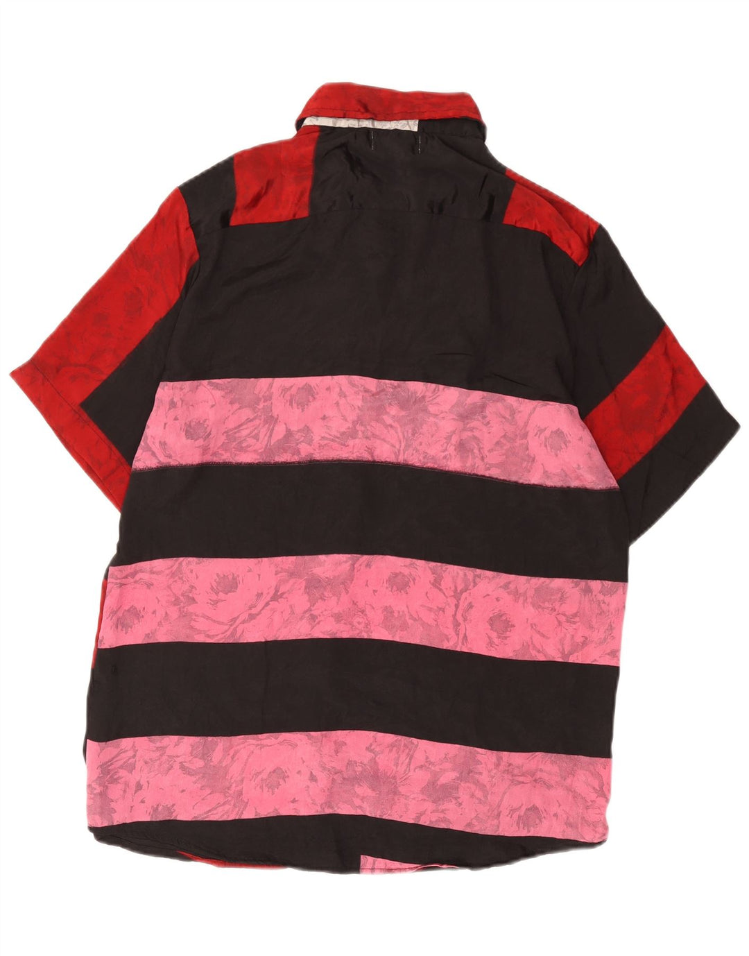 Camisa masculina vintage de manga curta grande seda colorida vermelha