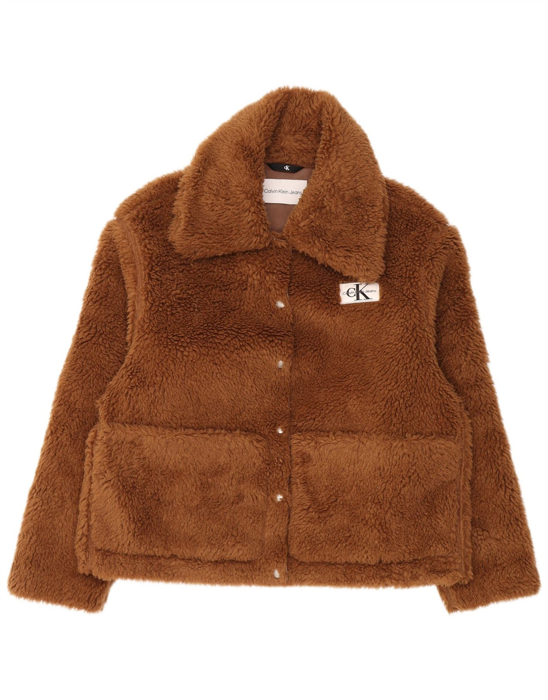 Calvin Klein Jeans Mulher Teddy Bear Fleece Jacket Reino Unido 10 Pequeno Marrom