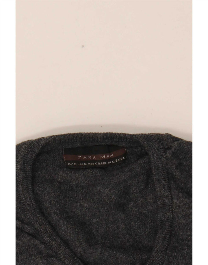 Suéter masculino Zara com decote em V XL cinza