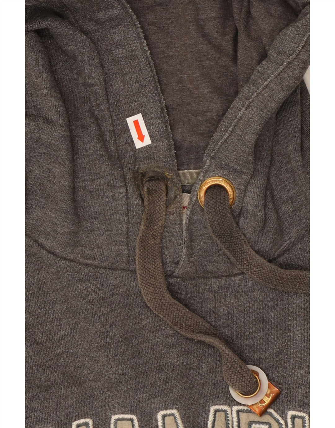 CHAMPION Suéter feminino com capuz gráfico Reino Unido 16 grande algodão cinza