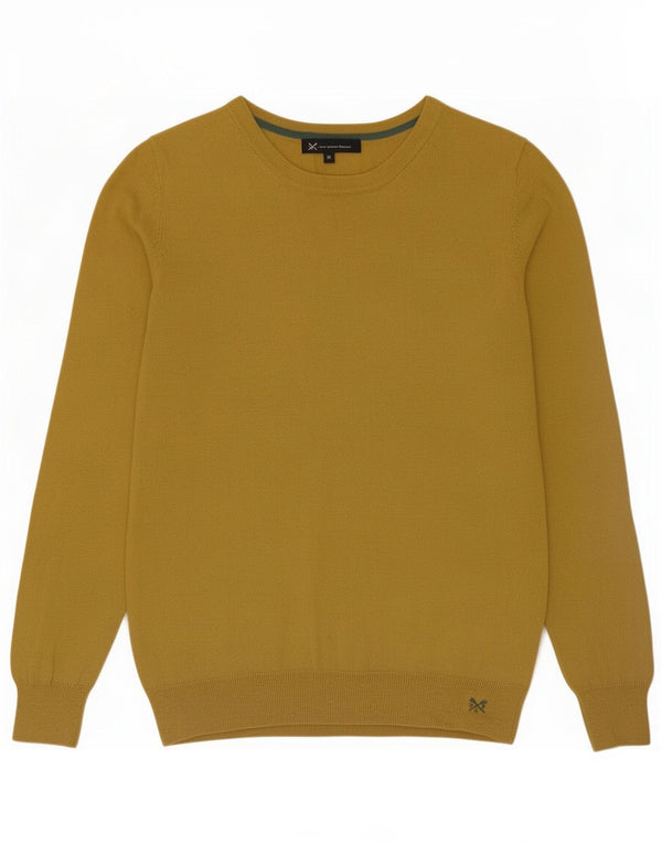 Suéter feminino com gola canoa para tripulação UK 14 Algodão amarelo médio
