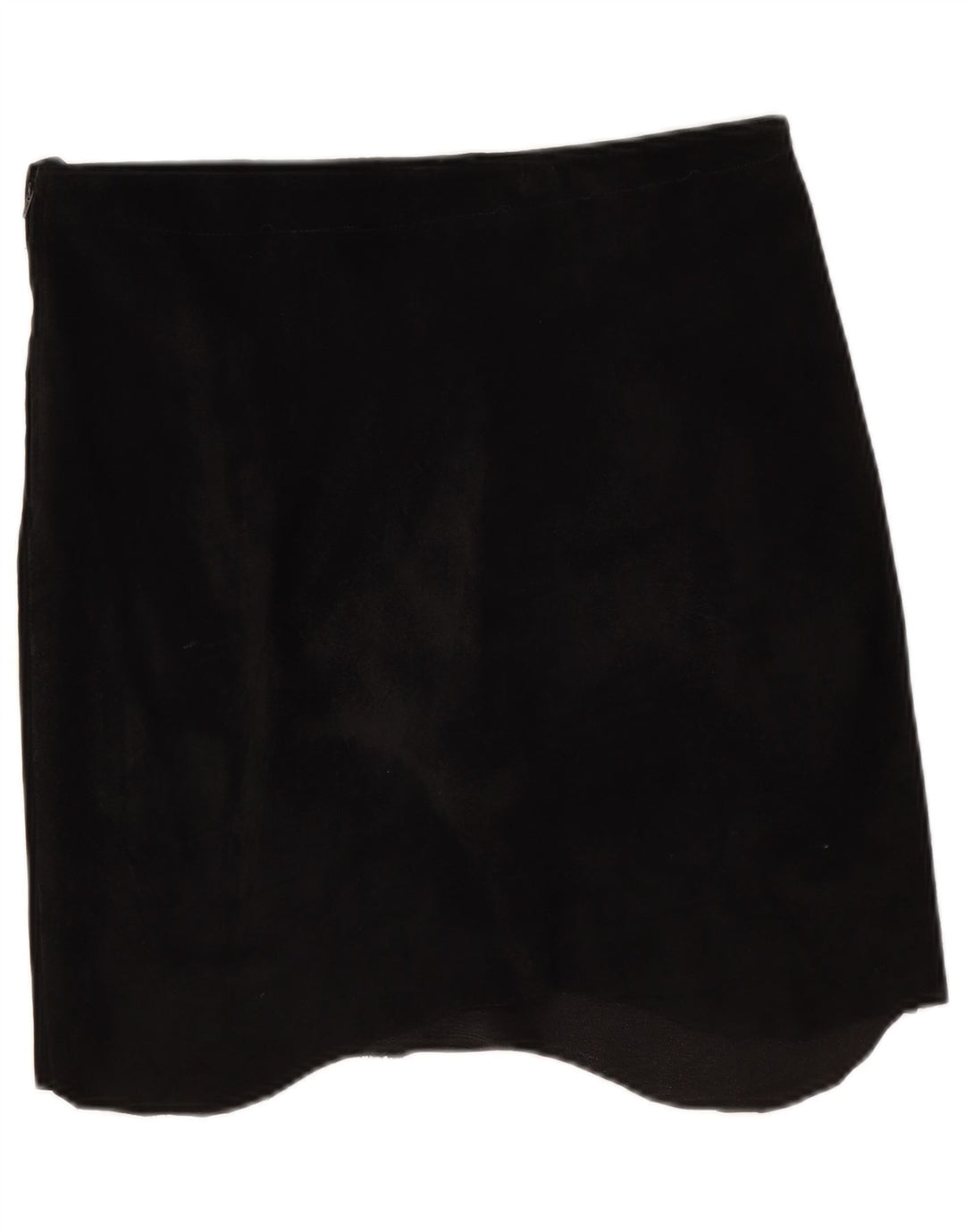 Saia assimétrica de camurça feminina vintage W32 grande preta