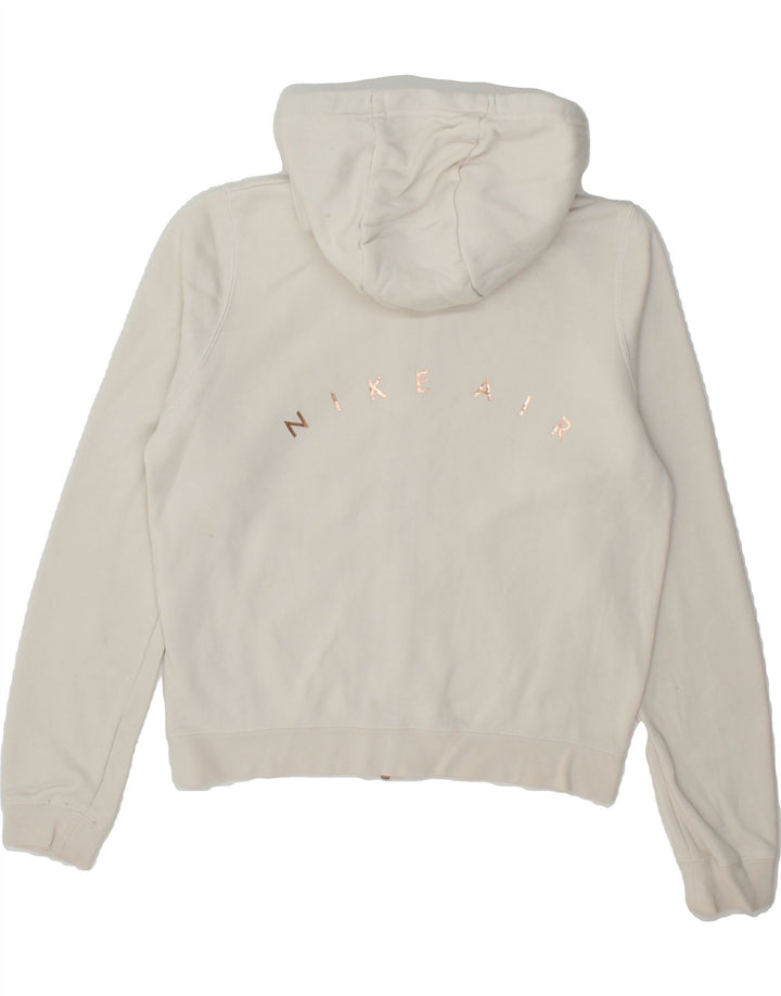 NIKE Womens Graphic Oversized Zip Hoodie Sweater UK 6 XS White Cotton Vintage Nike and Second-Hand Nike from Messina Hembry 