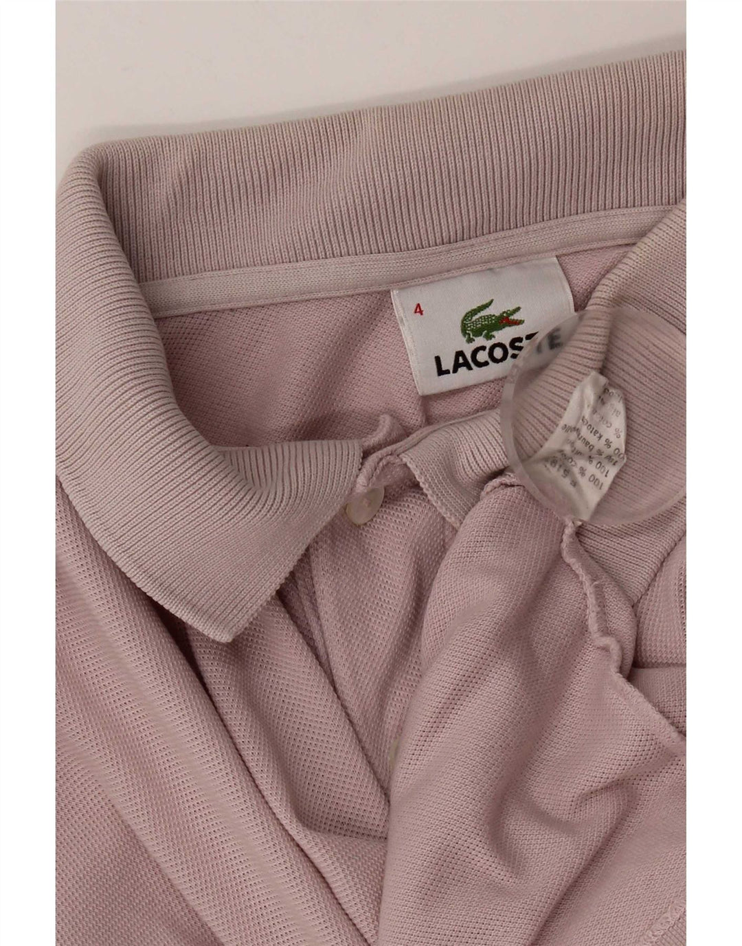 Camisa polo masculina Lacoste tamanho 4 médio algodão rosa