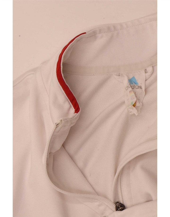 Adidas Mens Tracksuit Top Jacket UK 12 Médio Branco Poliéster