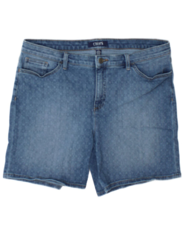 Shorts jeans feminino Chaps US 14 XL W36 algodão manchado azul