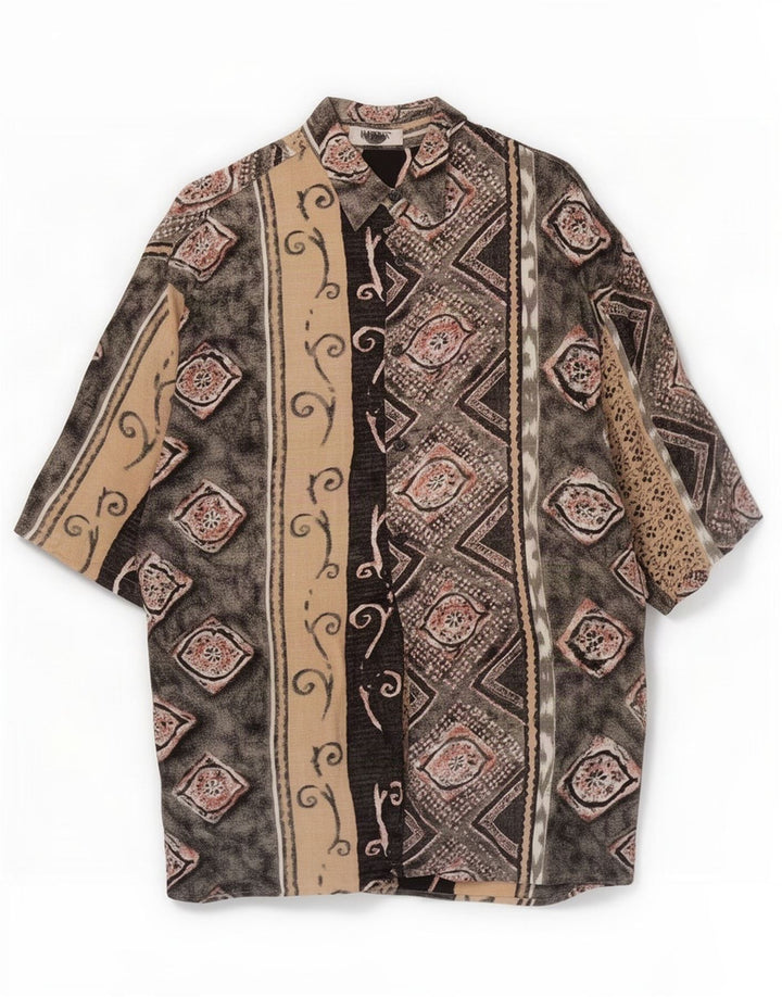 Camisa Imperial Masculina Manga Curta Média Patchwork Preta