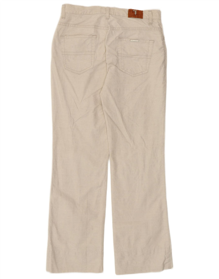 Calça feminina reta casual TRUSSARDI W26 L28 algodão branco