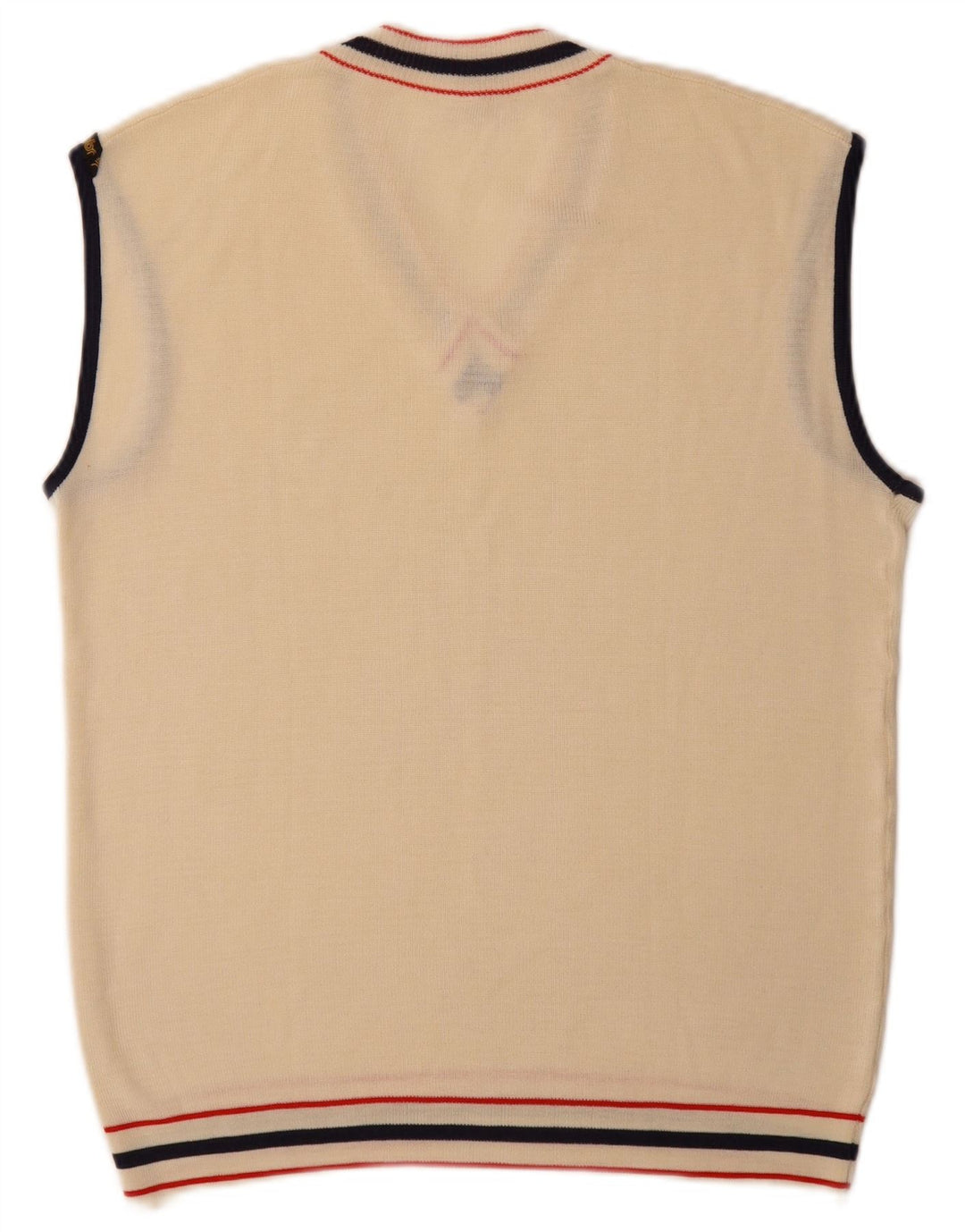 Regata masculina vintage com colete pequeno acrílico bege