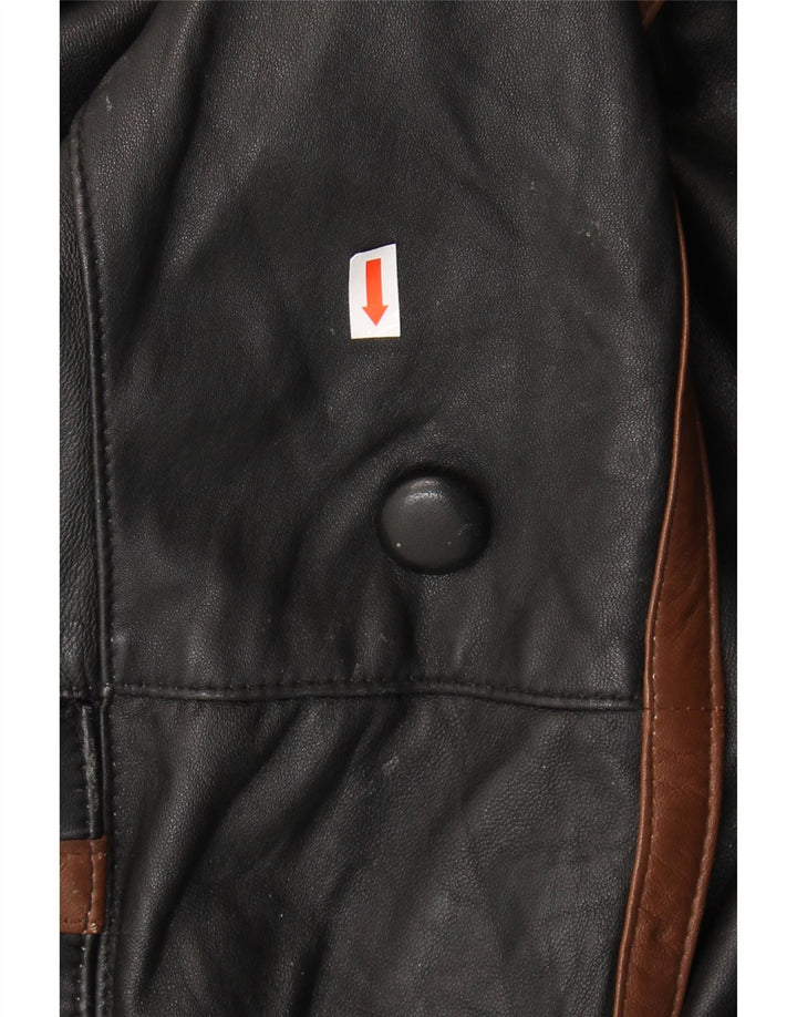 Casaco de couro masculino VINTAGE UK 40 grande bloco colorido preto