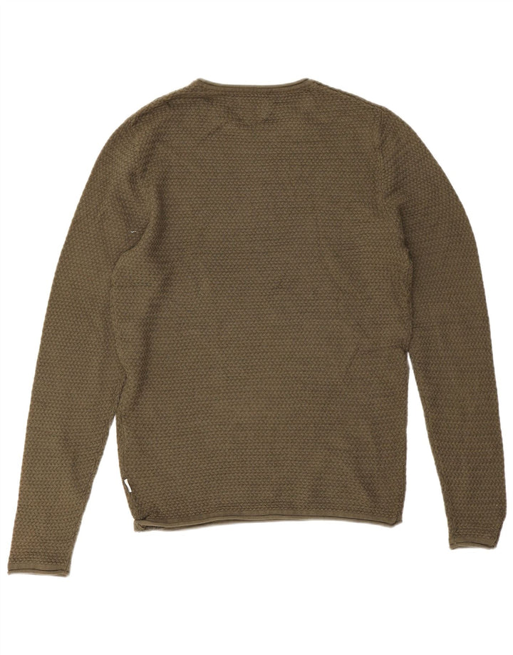 Suéter masculino Jack & Jones com gola redonda e algodão cáqui pequeno