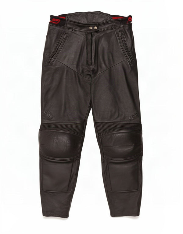 Calça feminina de couro Moto Racer MQP IT 42 médio W32 L28 preta