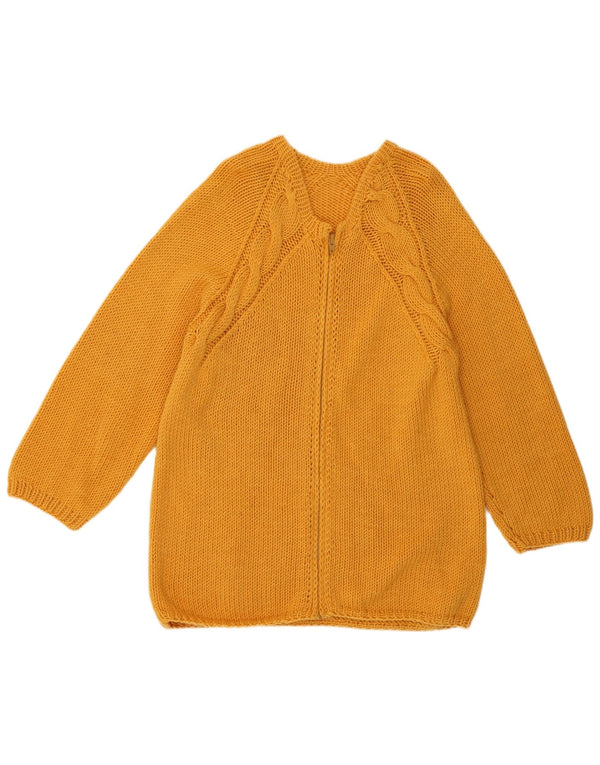 Suéter Cardigan Feminino Vintage Reino Unido 14 Grande Amarelo