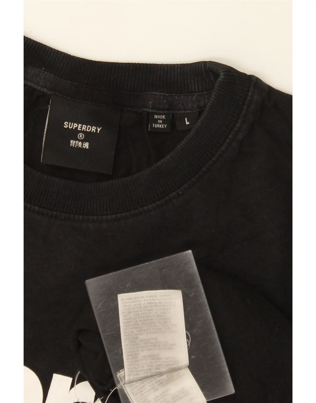 Camiseta feminina SUPERDRY com estampa gráfica UK 16 grande algodão preto