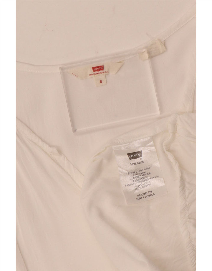 Blusa feminina sem mangas Levi's UK 10 pequena rayon branco
