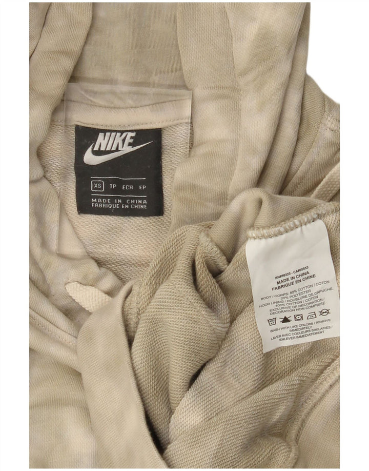 NIKE Mens Hoodie Jumper XS Khaki Tie Dye Algodão