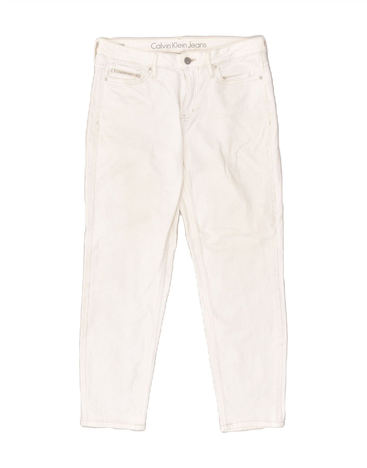 CALVIN KLEIN Womens Tapered Jeans W31 L32 White Cotton | Vintage Calvin Klein | Thrift | Second-Hand Calvin Klein | Used Clothing | Messina Hembry 