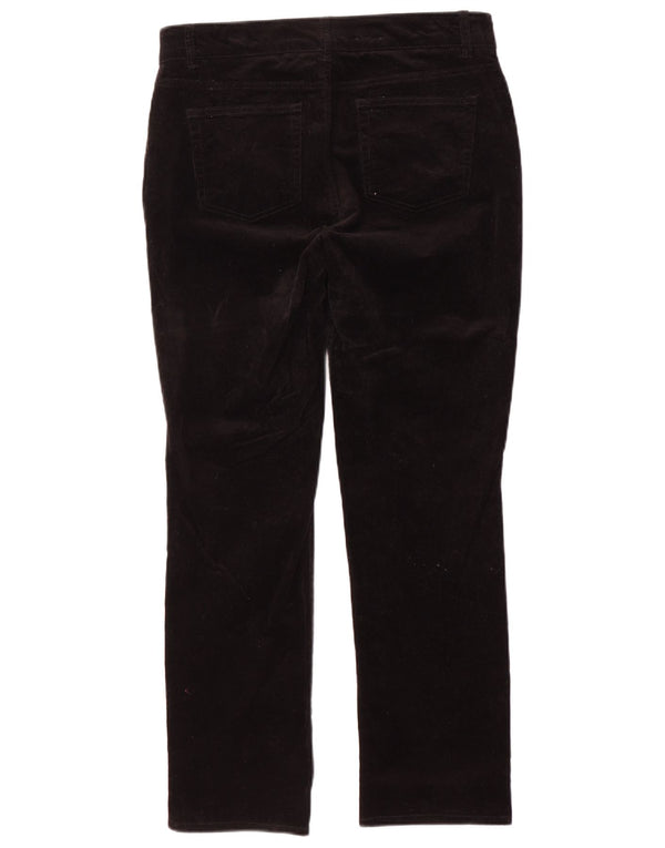 Calça feminina de veludo cotelê de cintura alta Chaps EUA 10 grande W30 L29 preta