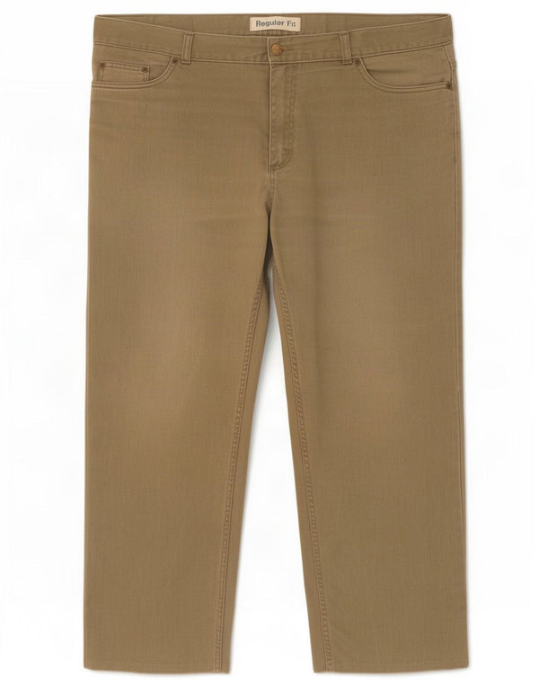 Calça casual reta masculina Cherokee W38 L28 algodão cáqui