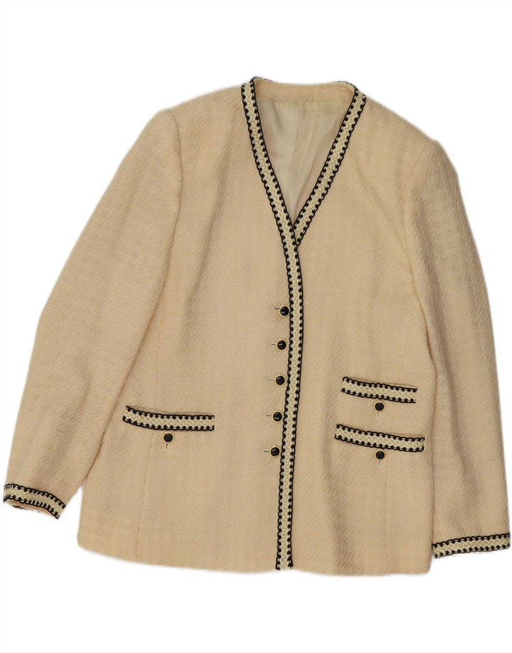 MARINA RINALDI Womens 5 Button Blazer Jacket Size 21 Medium Off White Wool