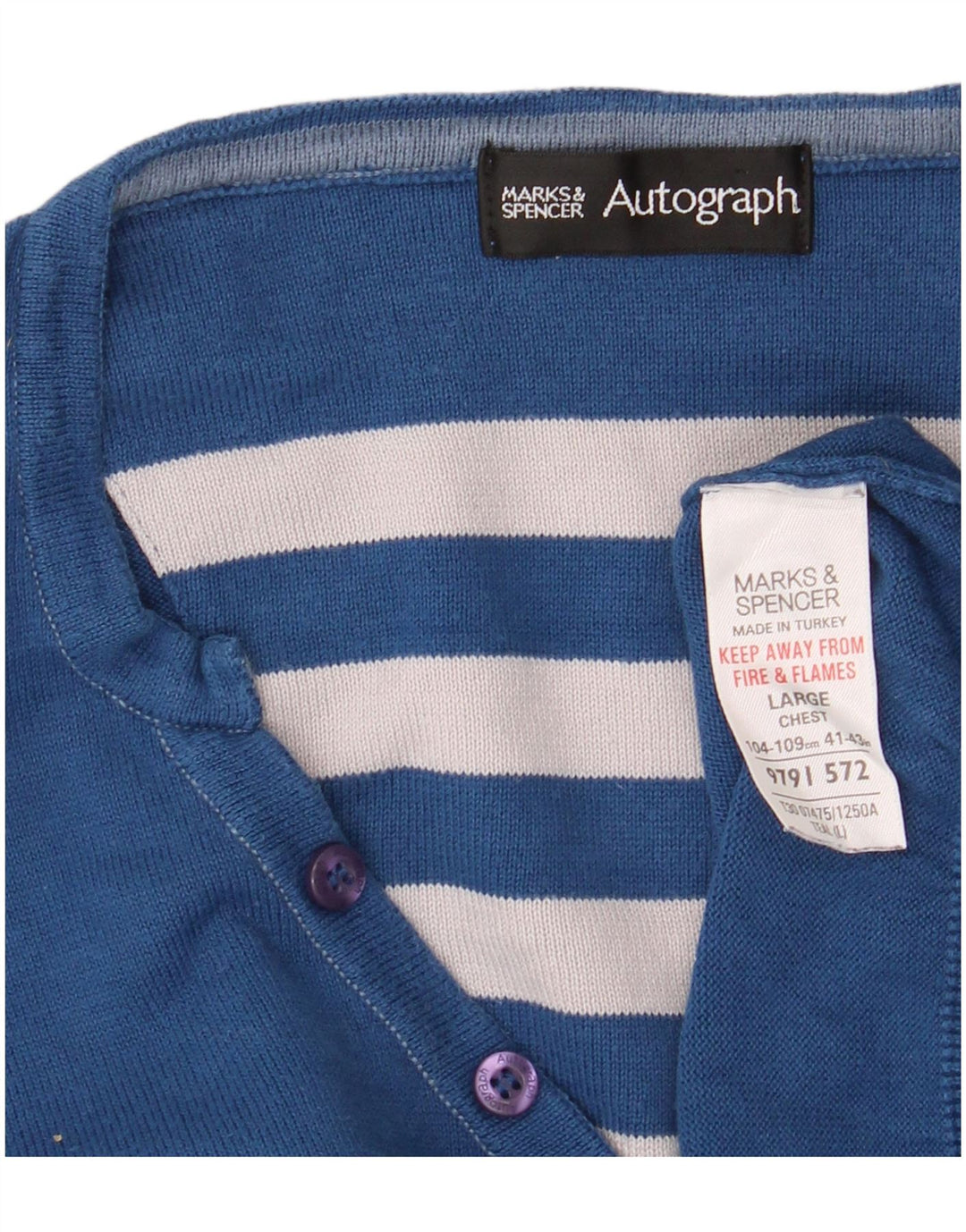 Suéter masculino Marks & Spencer Autograph com decote em V grande azul
