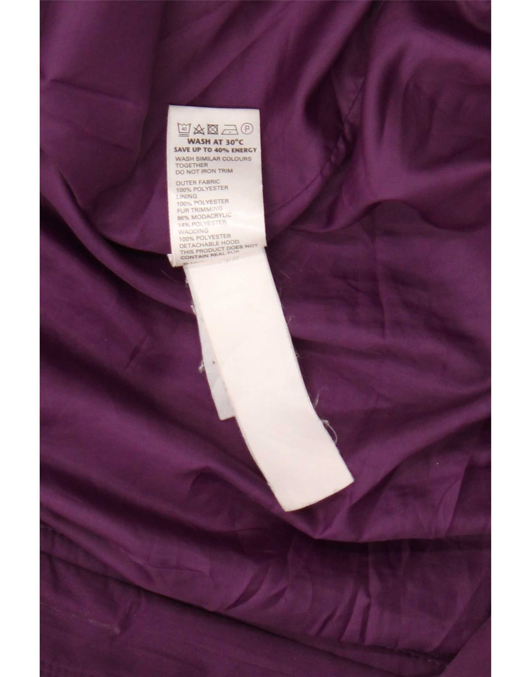 Jaqueta parka feminina com capuz Marks & Spencer Reino Unido 20 2XL poliéster roxo