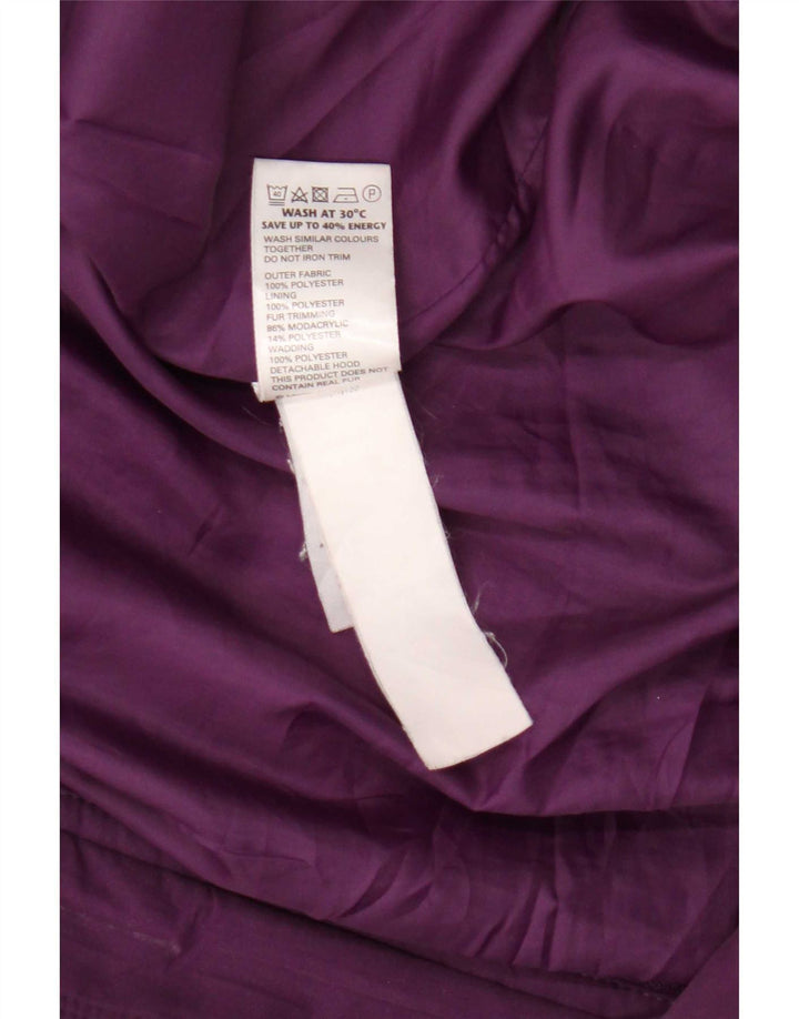 Jaqueta parka feminina com capuz Marks & Spencer Reino Unido 20 2XL poliéster roxo