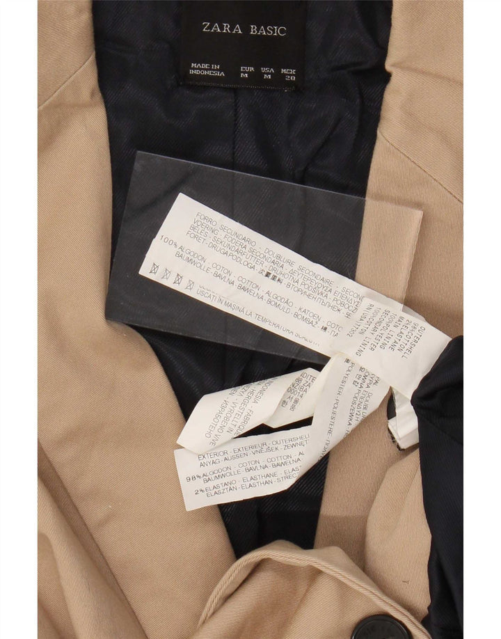 Jaqueta blazer feminina Zara com 1 botão Reino Unido 12 algodão bege médio