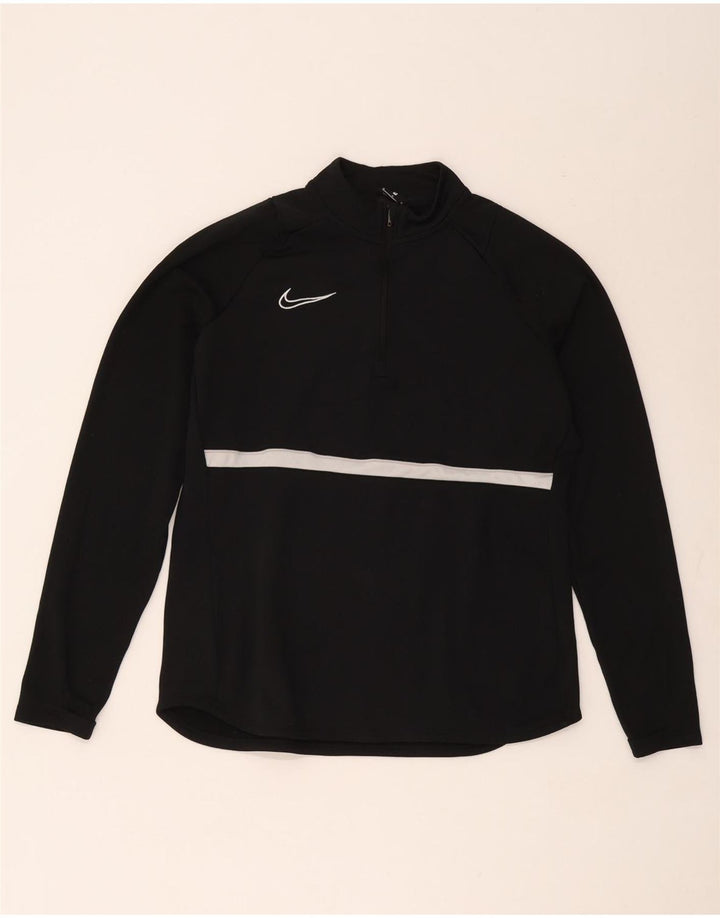 Nike Mens Dri Fit Zip Neck Pullover Treino Top Médio Preto Colourblock