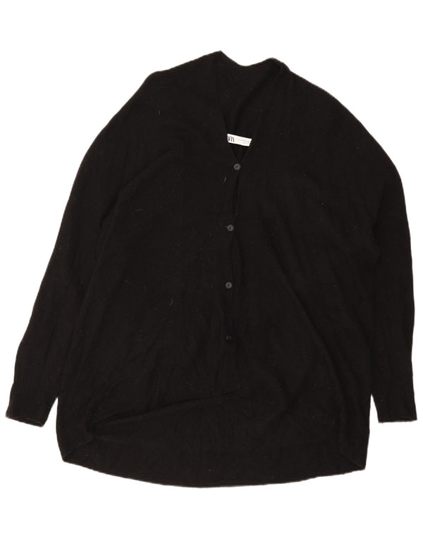 Suéter cardigã feminino grande da Zara Reino Unido 10 lã preta pequena