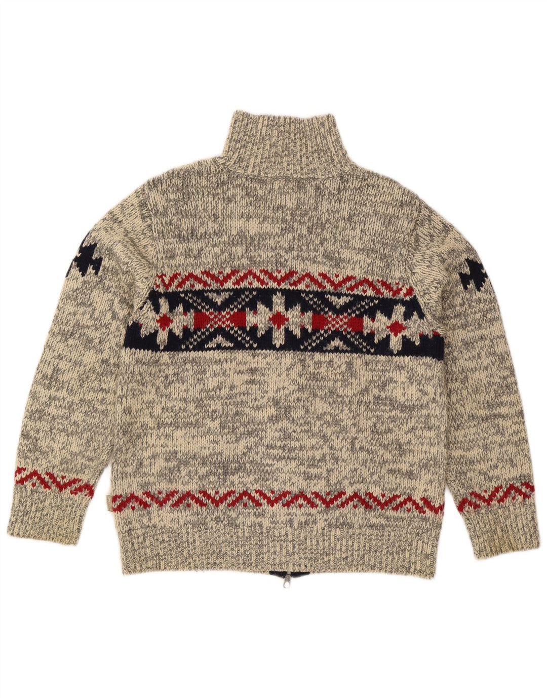 Suéter cardigã masculino Rifle cinza médio Fair Isle