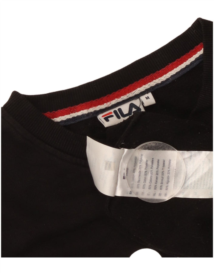 Fila Mens Graphic Moletom Jumper Médio Algodão Preto