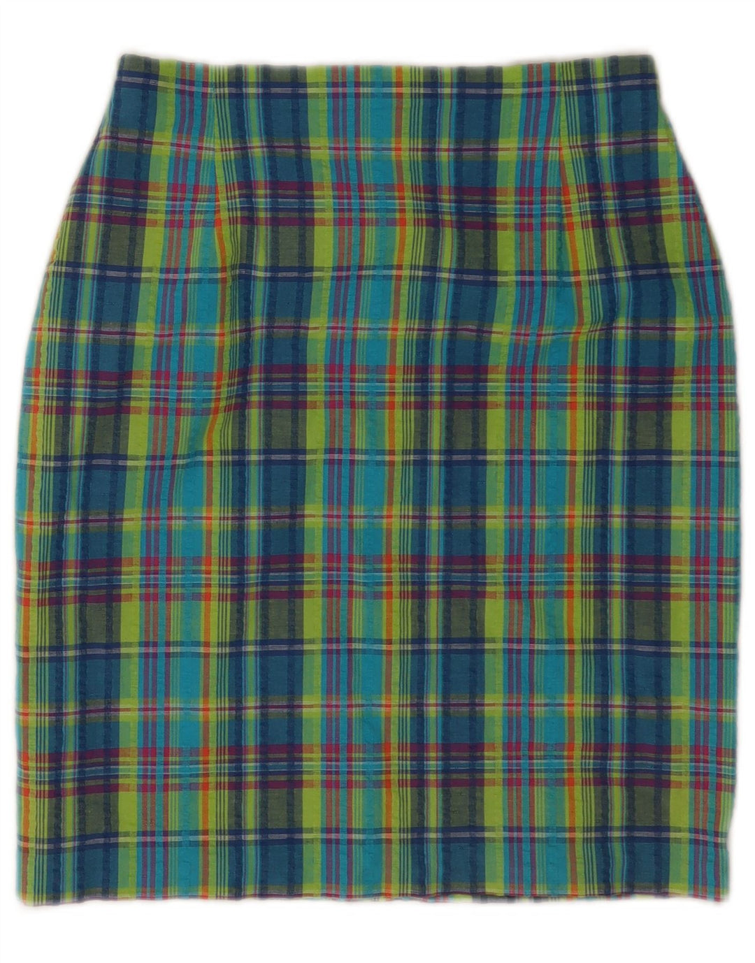 Saia lápis feminina Marks & Spencer Reino Unido 12 médio W26 xadrez multicolorido