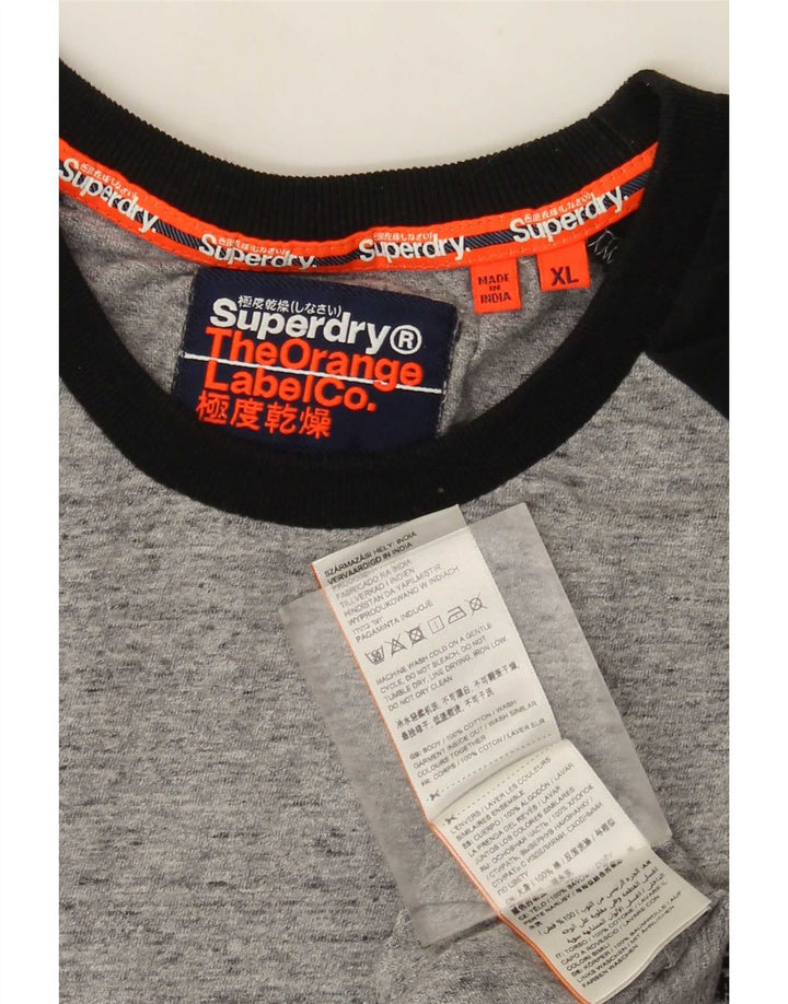 Top masculino Superdry manga comprida XL cinza colorblock algodão