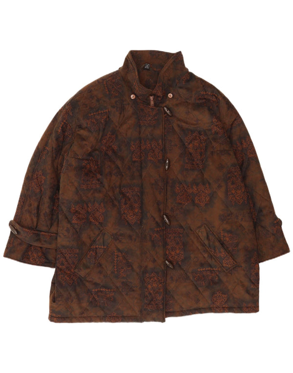 Jaqueta acolchoada feminina Niedieck UK 24 4XL marrom paisley poliéster clássico