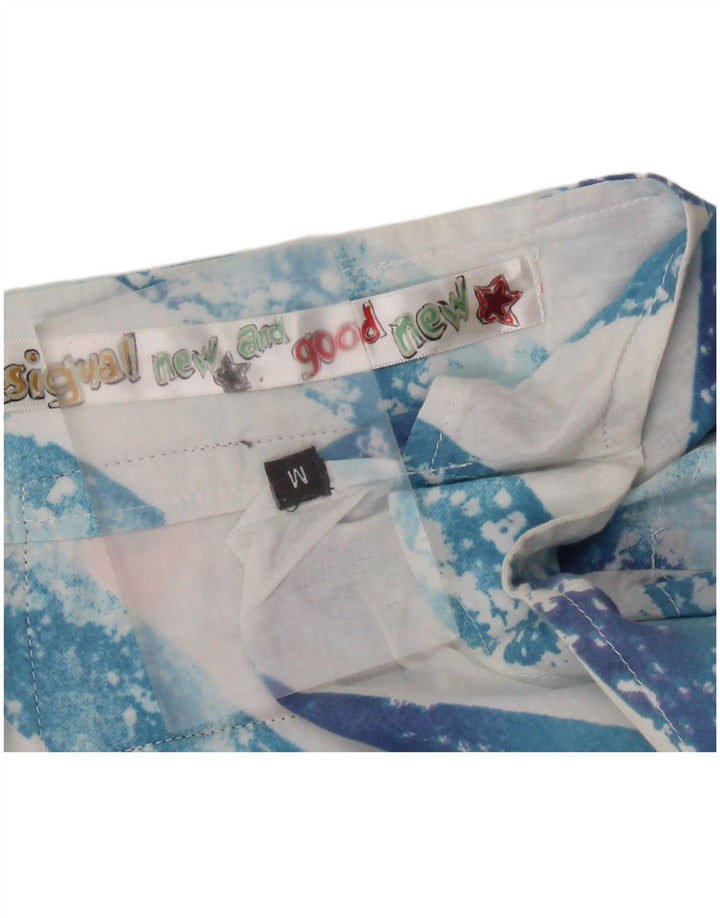 Blusa feminina DESIGUAL com estampa gráfica UK 14 listrada azul médio