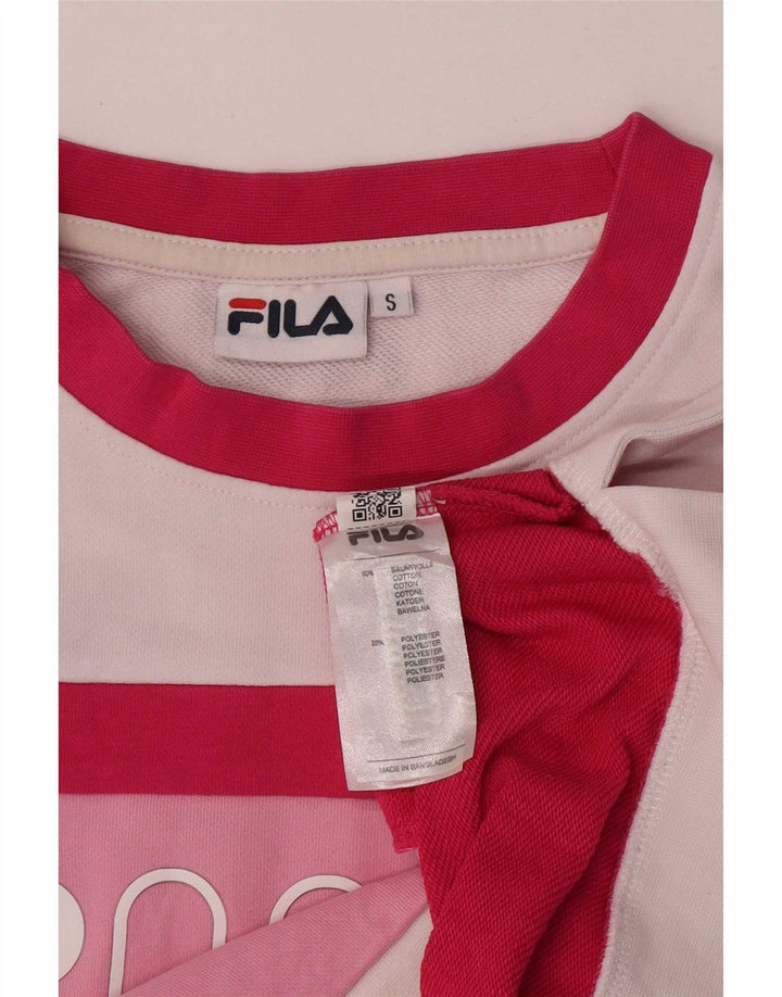 Moletom feminino Fila Oversized Crop Jumper UK 10 pequeno bloco colorido rosa