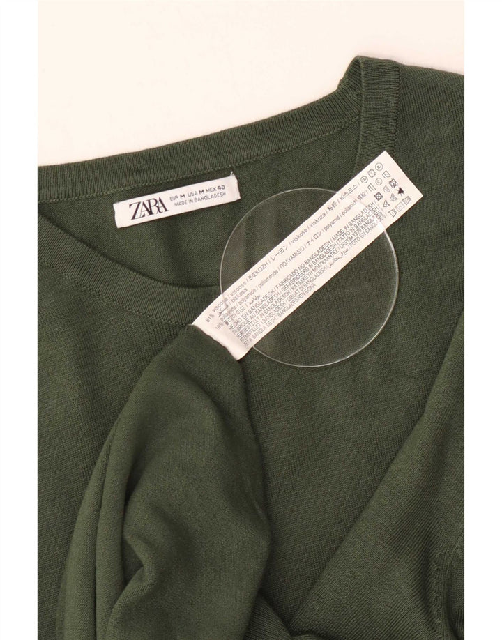 Zara Suéter masculino com gola canoa e viscose verde médio
