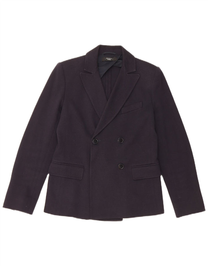 Jaqueta blazer feminina Max Mara Weekend Double Breasted Reino Unido 10 pequena azul marinho