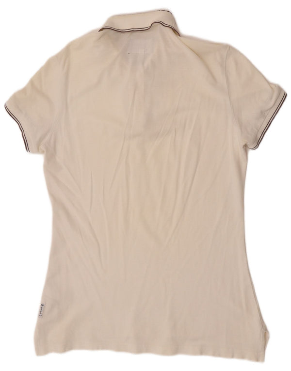 Camisa polo feminina Armani Jeans UK 14 algodão branco médio