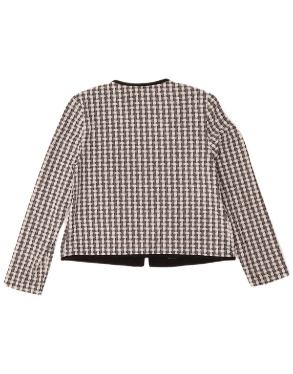 Jaqueta Bolero Feminina Marks & Spencer Reino Unido 12 Poliéster Xadrez Preto Médio