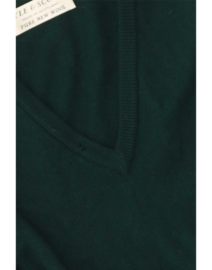 Suéter masculino Lyle & Scott com decote em V, verde médio, lã nova