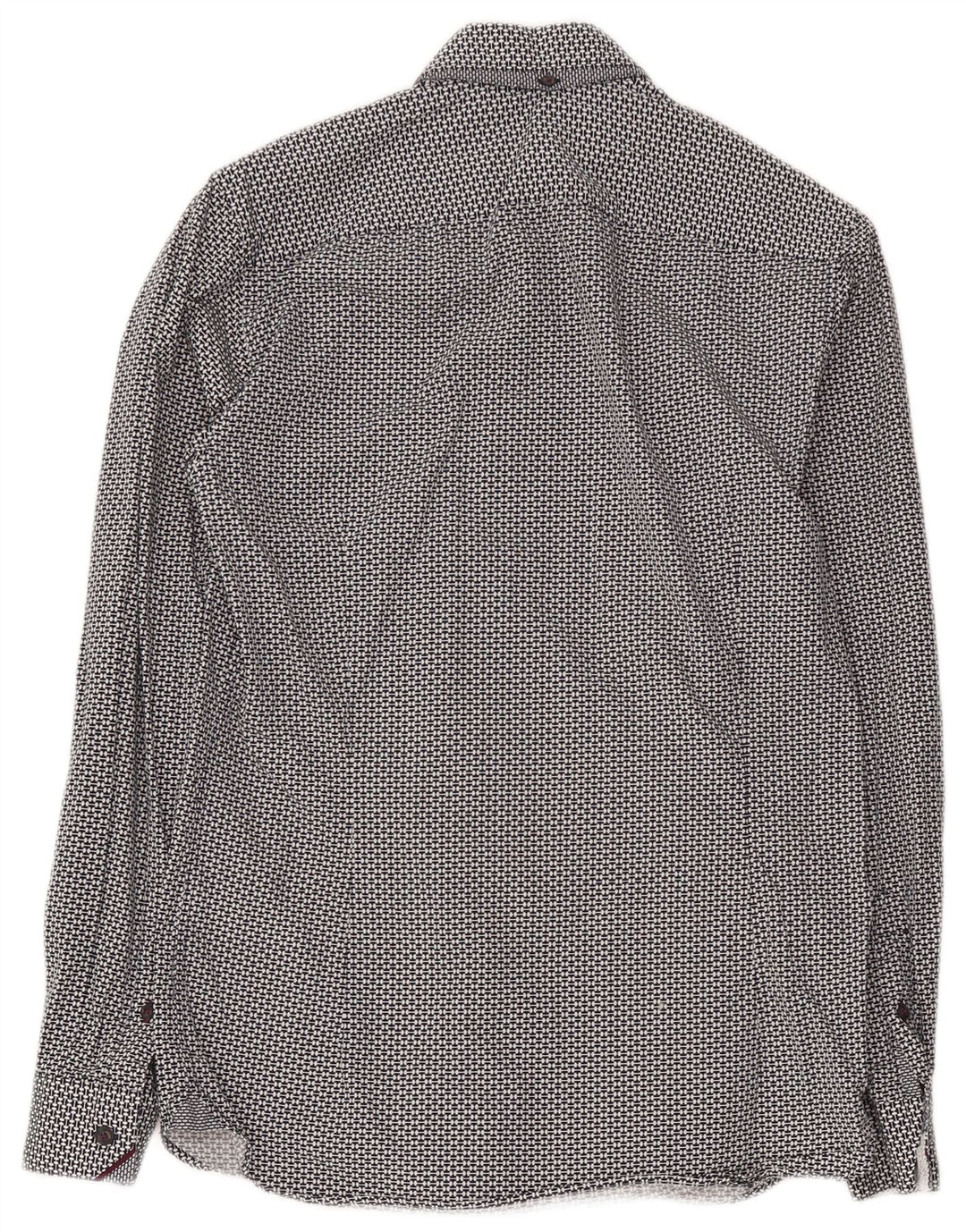 Camisa masculina Ted Baker tamanho 2 pequeno algodão geométrico preto