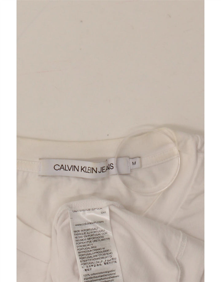 Calvin Klein Jeans Camiseta masculina gráfica Top médio algodão branco