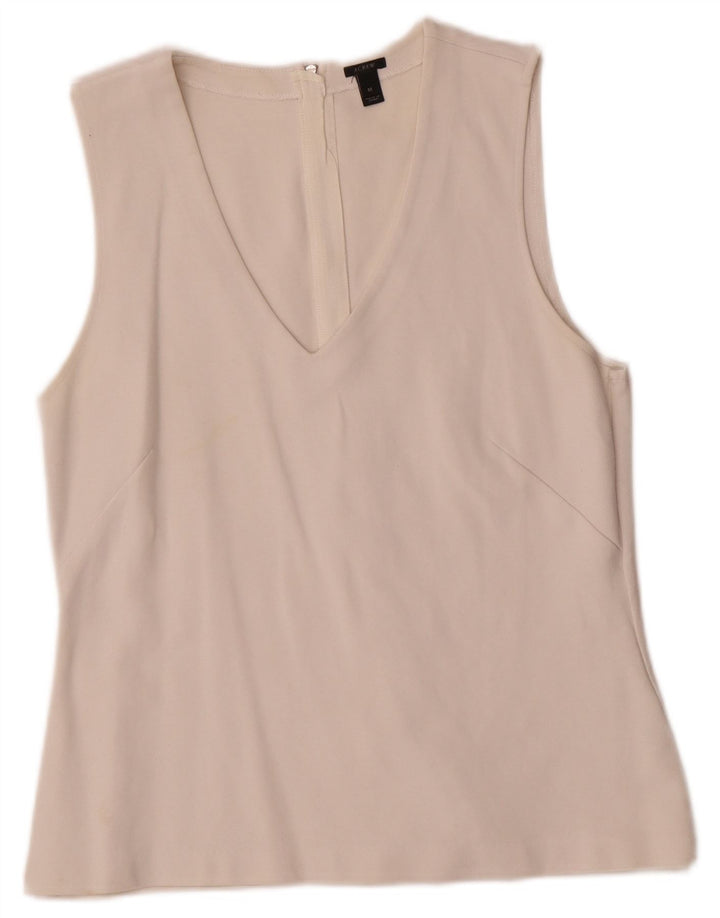 Blusa feminina sem mangas J. Crew Top Reino Unido 12 algodão branco médio