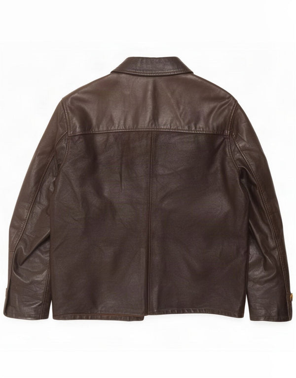 Jaqueta de couro masculina vintage Reino Unido 38 preto médio