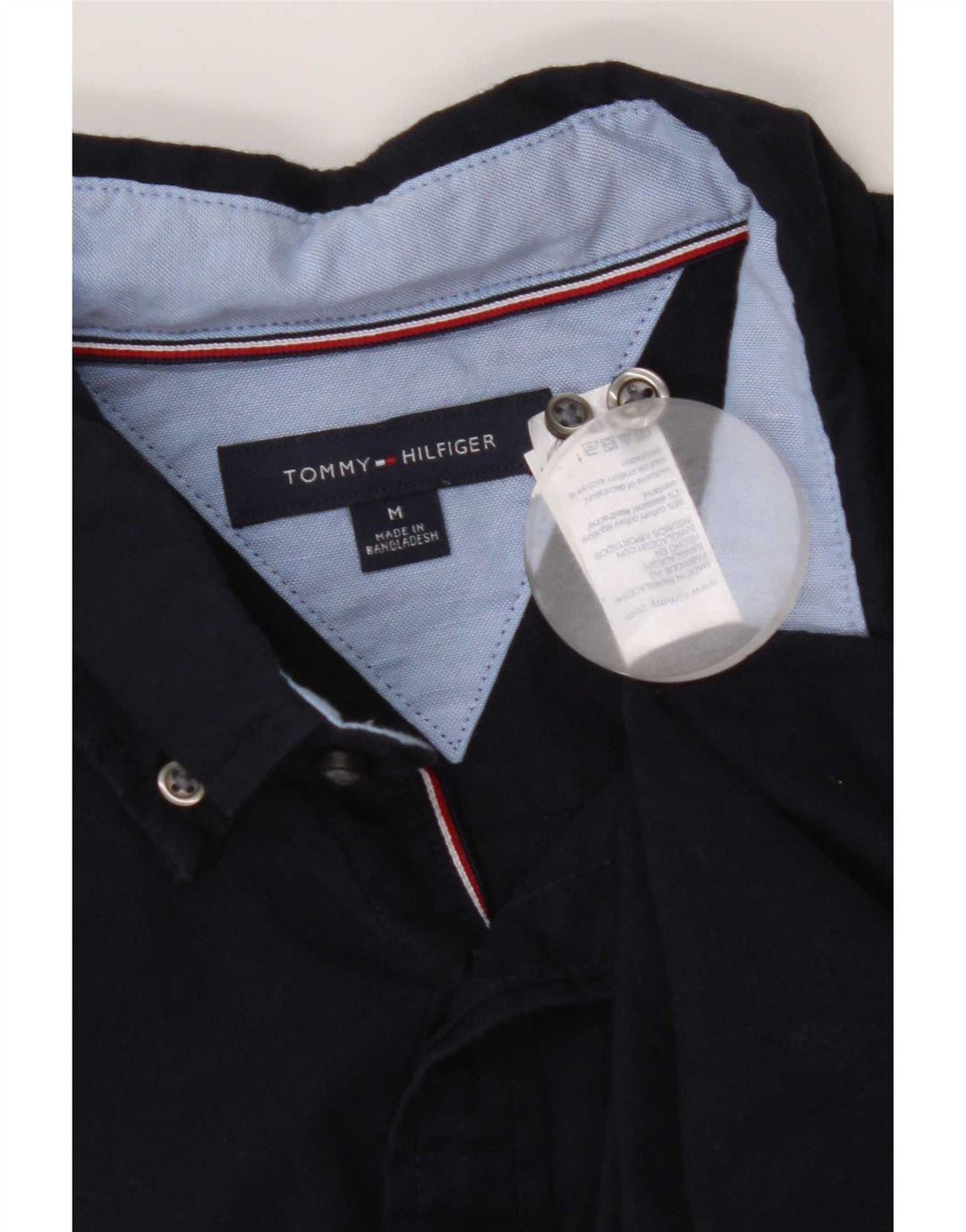 Camisa masculina Tommy Hilfiger média azul marinho algodão