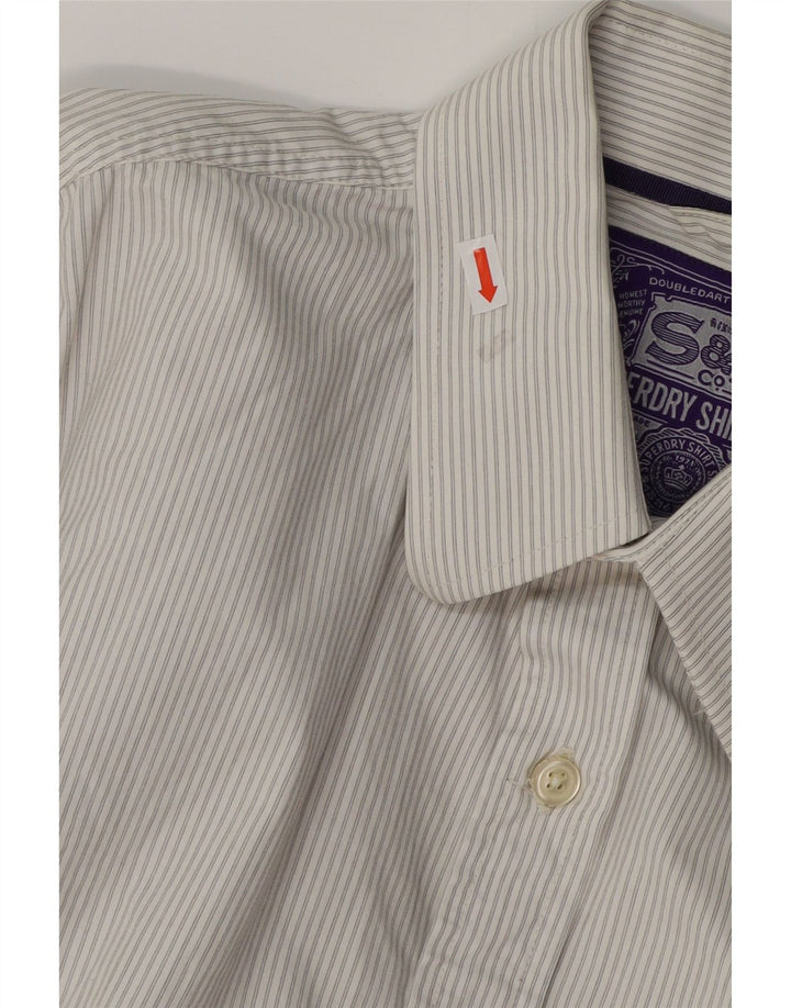 Camisa masculina SUPERDRY XL listrada branca de algodão