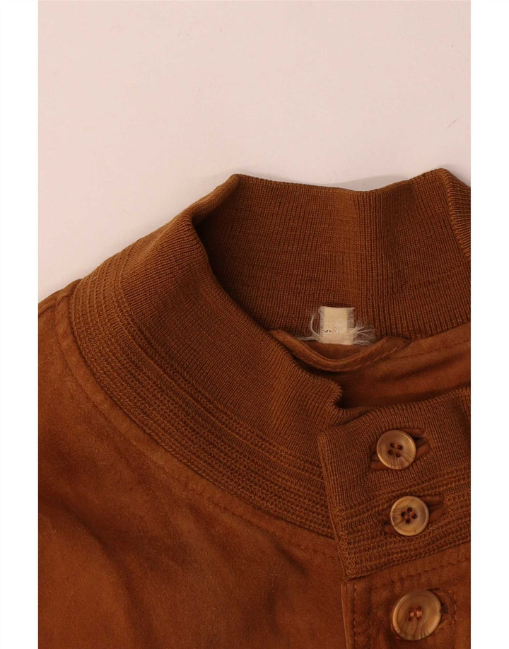 Jaqueta bomber masculina vintage de camurça IT 58 4XL couro marrom